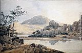 Thomas Girtin Famous Paintings - Castle Conway (after Sir George Beaumont)